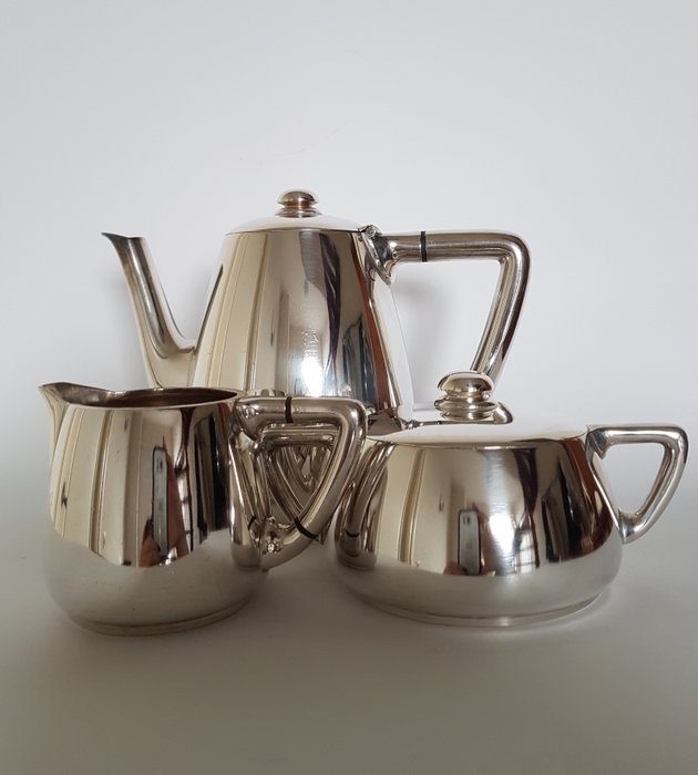 Koffie servies Wiskemann - 3 delig - Silver plated - Belgium - 1950-1999