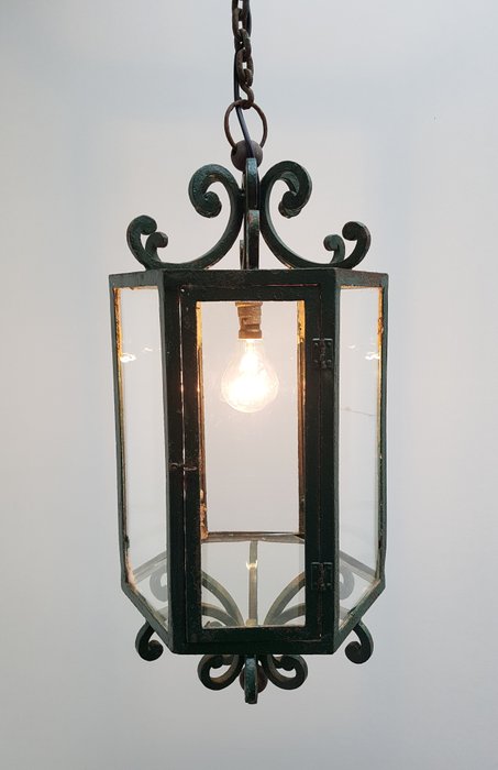 Schwere originale antike Laternenlampe - Eisen (Gusseisen/ Schmiedeeisen) - Ca. 1900