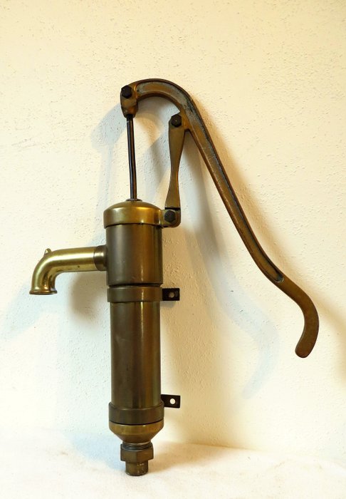 Antique pump with crank. - Brass