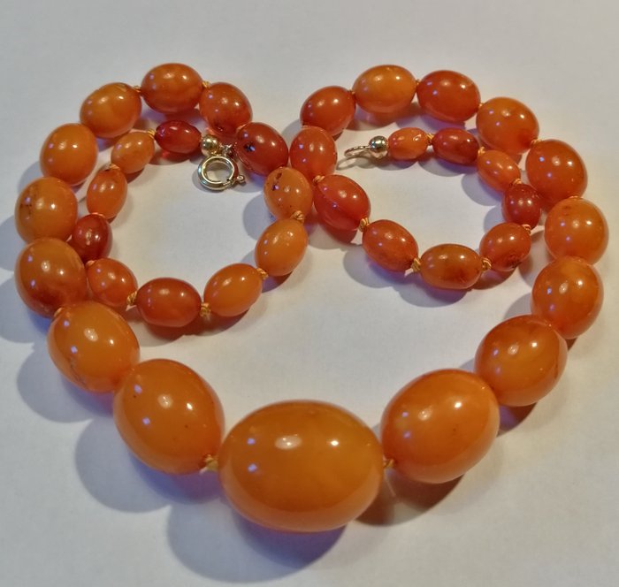 Baltic amber marble beads tiger pattern - Amber - Natural (untreated)