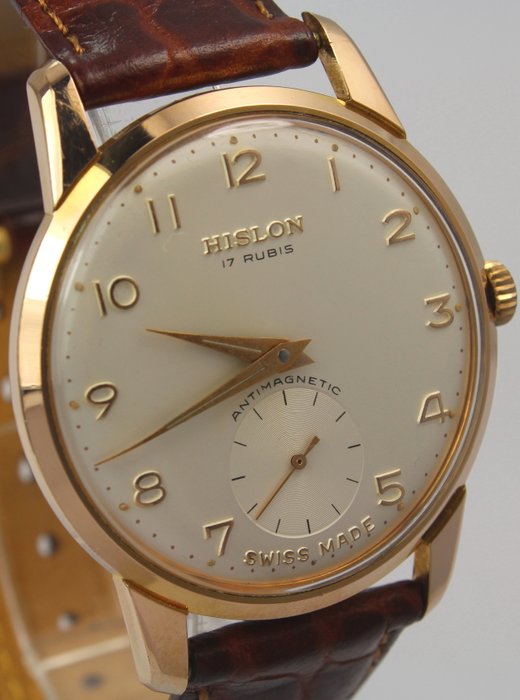 Hislon - Gold Plated Swiss Made  - Large 35 mm Case Clean Dial - Mint Condition - Heren - 1960-1969