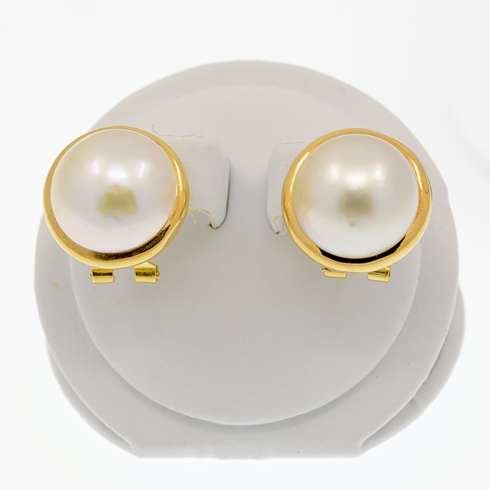 耳环 - Mabe pearl, 金 - 珍珠
