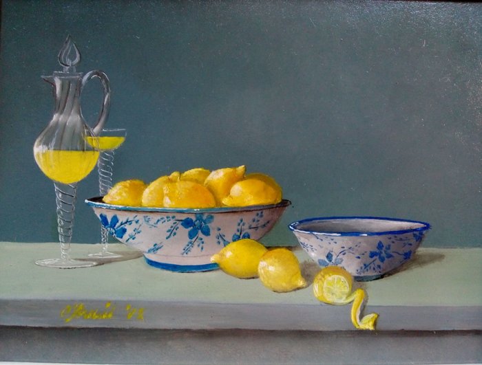 Ben Oude Breuil (1949-) - Stilleven met citroenen