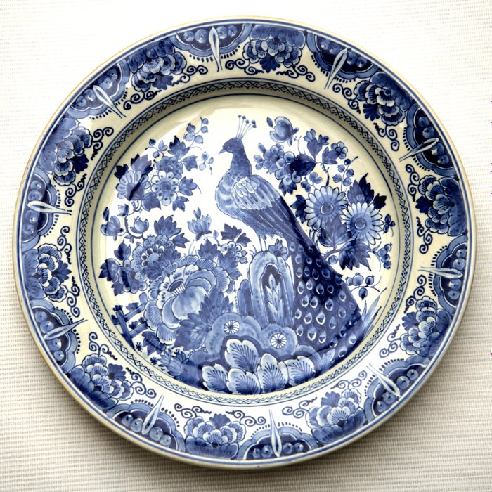 De Porceleyne Fles uit Delft - Veggplate Delft Blue (påfugl) - 1 - Keramikk