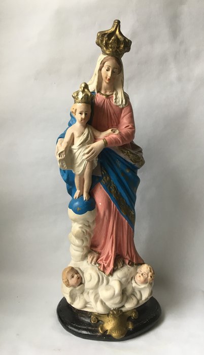 Antykwarska tynku statua Mary Notre Damae des Victoires - 1 - Gips