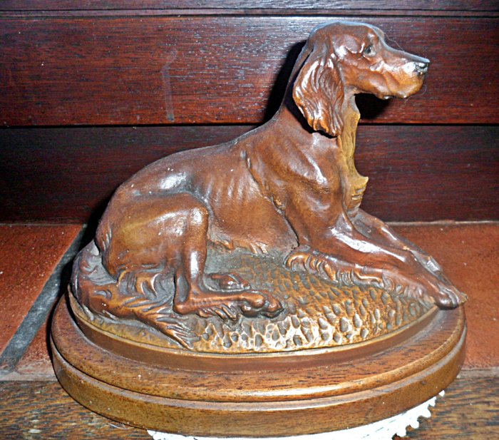Signed Diller - 塑像, 狗 - 爱尔兰塞特犬 - 中世纪