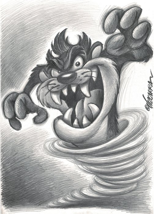 Tasmanian Devil (Taz) - Warner Bros. Looney Tunes - Original Pencil Drawing - Joan Vizcarra