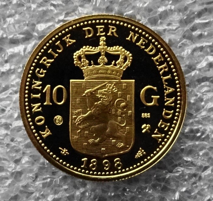The Netherlands - 10 gulden 1898  Kroningstientje Wilhelmina herslag  - Gold