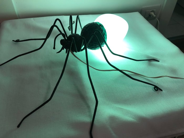 spider-shaped lamp - glass and iron