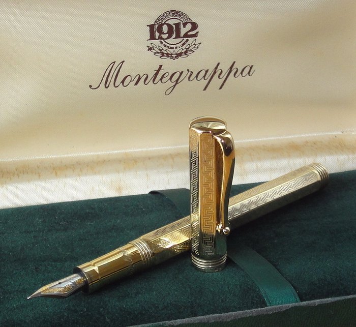 Montegrappa 1912 - Fountain pen - Reminiscence Limited Edition RE94 Sterling Silver 925 Vermeil 18K Gold nib "F"