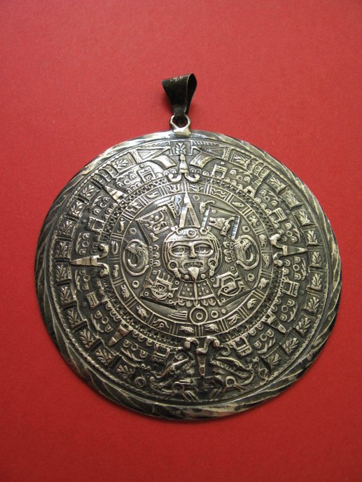 Mexico, large silver Mayan calendar pendant 2nd half XXth Catawiki