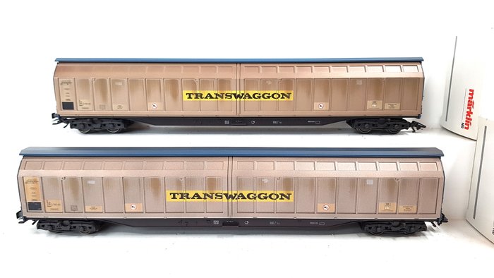 Märklin H0 - 48052 - Goederenwagon - Twee schuifwandwagens 'Transwaggon' - DB