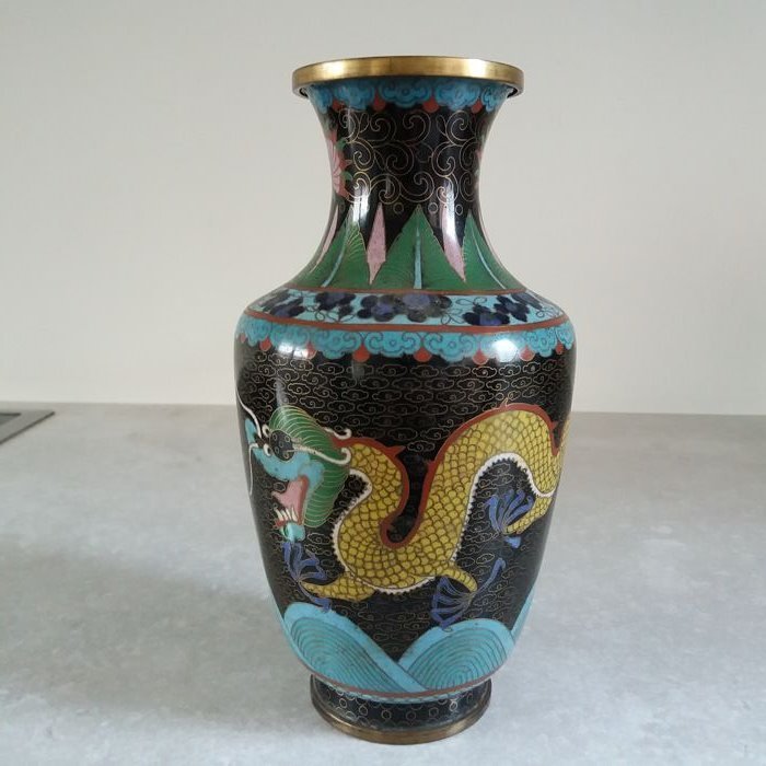 Vase - Drage vase - Cloisonne-emalje - Kina - ca 1920