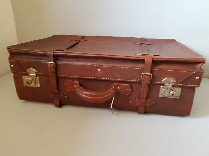 Vintage suitcase - Car suitcase with belts - 1940-1 - auto koffer - 1930 