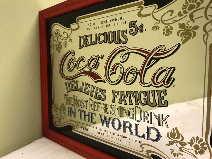 Coca Cola - Coca Cola διαφημιστικό καθρέφτη - Γυαλί, Ξύλο