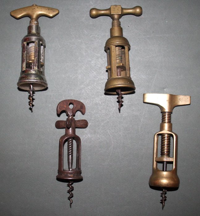 1  -  4古董收藏的开瓶器 - 黄铜 - 铁 - 金属 - 结束800  - 早900