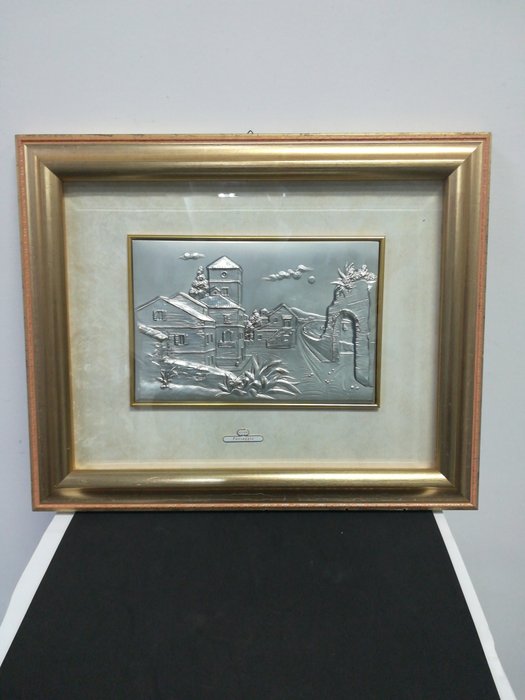 Big Bas-relief mural on silver plate - .925 silver - Alliani - Italy - '90 / '00