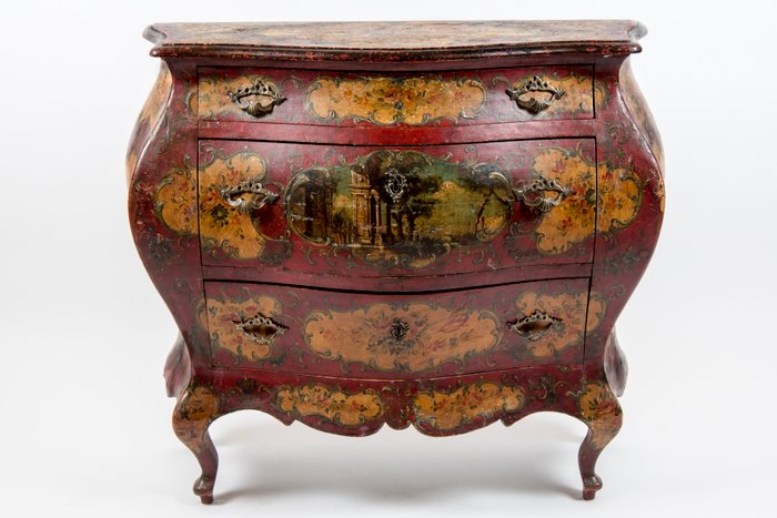 Venetian dresser - "lacca povera" - Painted Wood - late 19th century