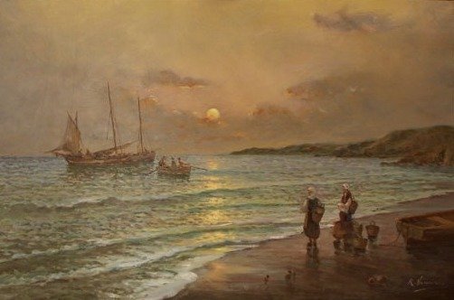 R. Vannini - Pescatori al tramonto