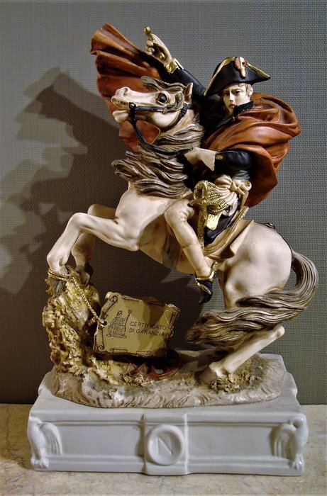 Capodimonte porcelain sculpture Napoleon Bonaparte on his Marengo