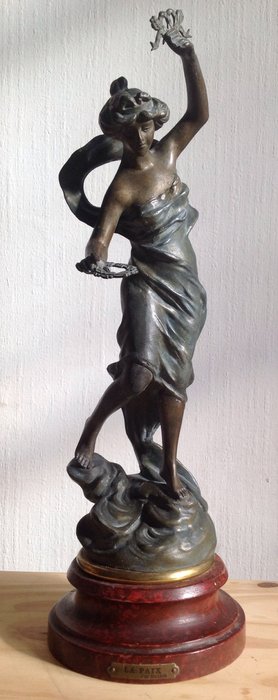 Charles Ruchot (active circa 1880-1925) - 'La Paix' - French cast pewter statue - late 19th century