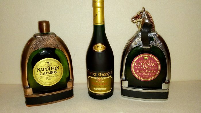 3 Bottles 1x Napoléon Calvados 0,5l Vol 40% / 1x Cognac Nicolas Napoléon 0,375l Vol 40% / 1x Vieux Garcon Cognac 70cl Vol 40%