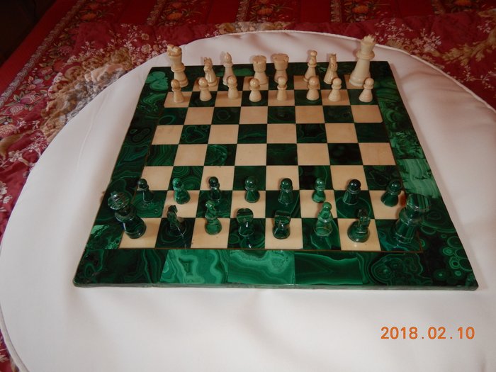 Malachite chess game - Catawiki