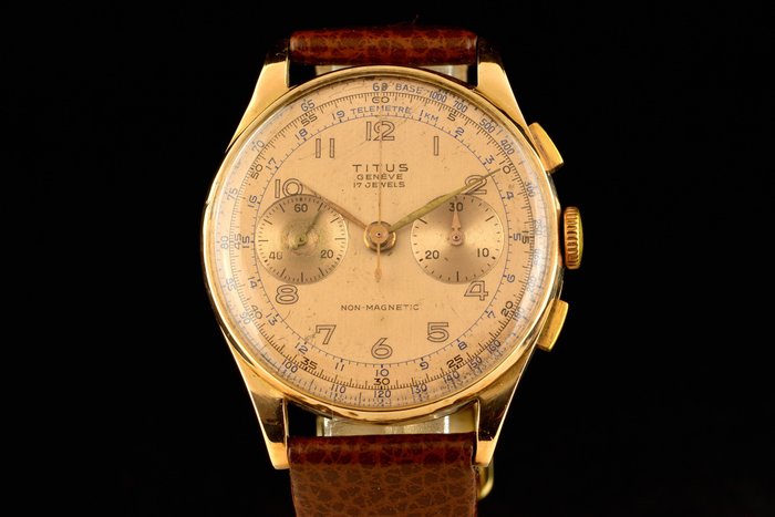 Geneve - Titus Ultra Rare Chronograph Pink Gold - 18K - Homem - 1950-1959
