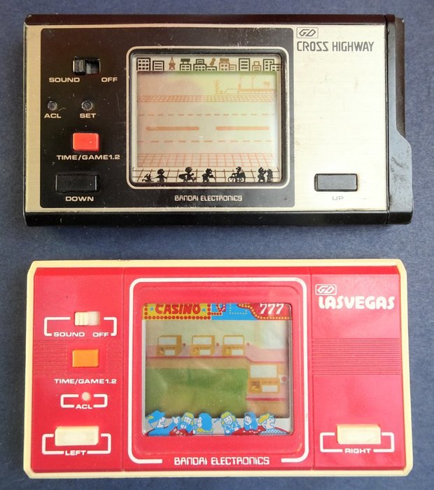 Bandai electronics-2X LCD game Las Vegas & Cross Highway-Japan 1981