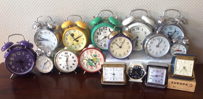 A Collection Of 16 Vintage Alarm Clocks, Antique Alarm Clocks