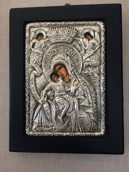 Byzantine icon in pure silver 950, Clarté, Greece, second half of the 20th century