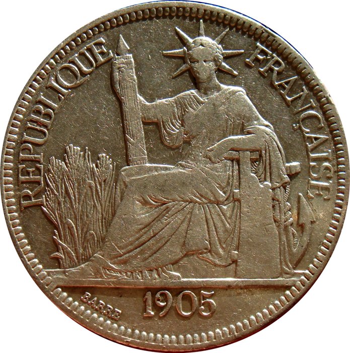 Indochina Francesa - Piastra de Comercio 1905 A (París) - plata