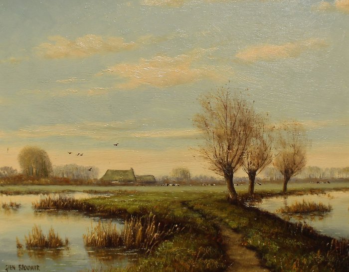 Gien Brouwer (1944) - Holland Landschap