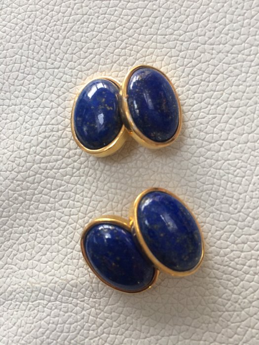 Lapis Lazuli double chain link cuff links, ca. 1960 - Catawiki