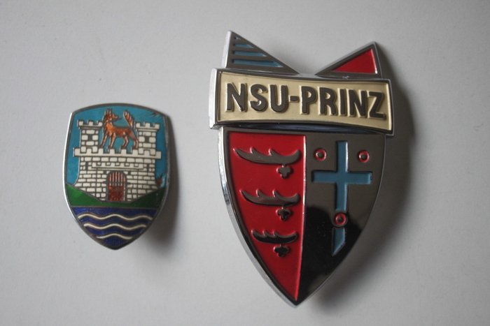 2 Car badges for NSU Prinz and Volkswagen Beetle