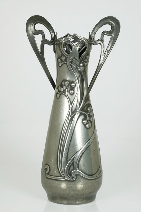 WMF - Pewter Art Nouveau vase with floral decor