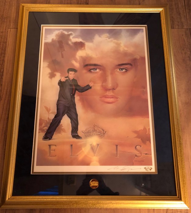 Elvis Presley Framed Lithograph - Signed by Nate Giorgio - Franklin Mint