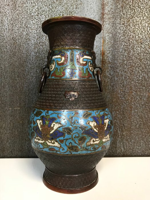 Antique cloisonné vase - enameled on bronze - Japan - approx. 1900
