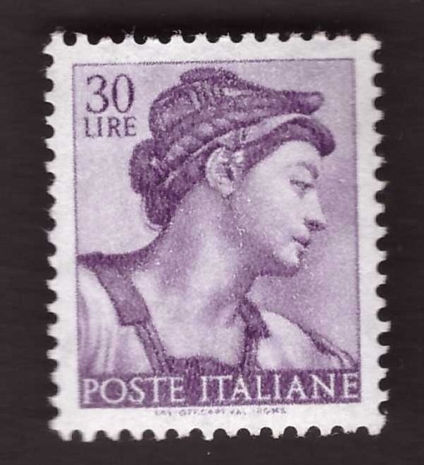 Republic of Italy 1961 - 30 lire Michelangelo-style for coils - Sassone  No.  B905