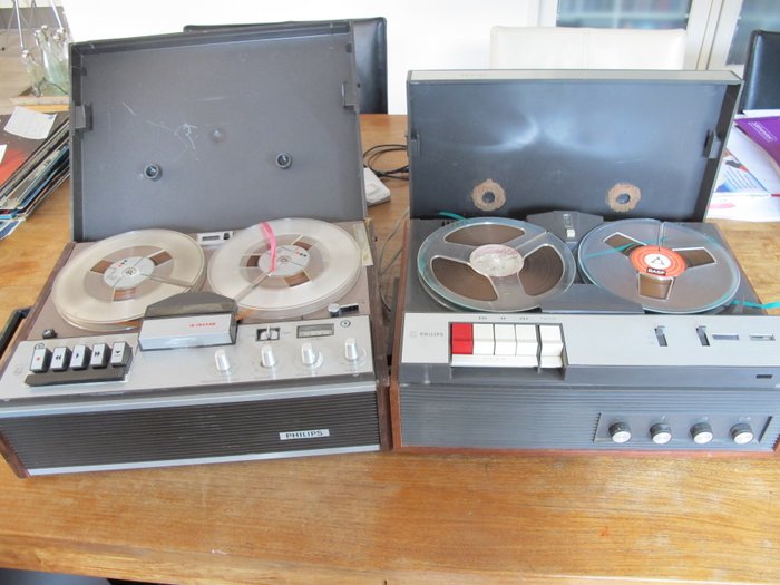 2 beautiful Philips tape recorders EL3558 and 4308 and N2215 Cassette Deck with amplifier