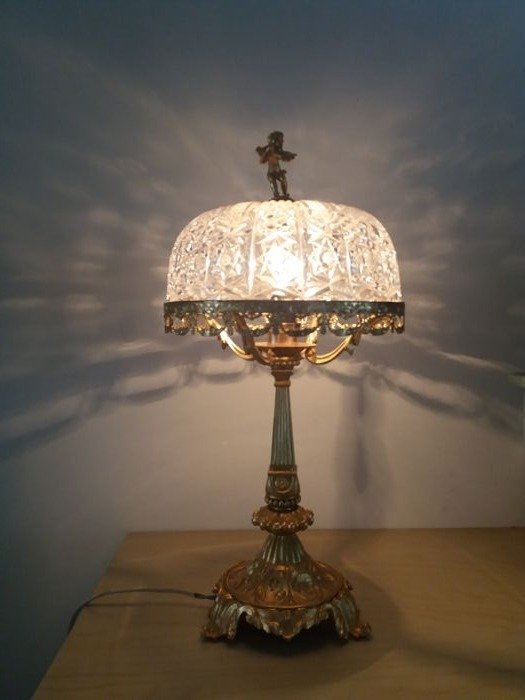 Table Lamp Crystal Shade Gold, Lamp Crystal Shade