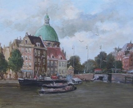 Cornelis Waterman ( 1893-1969 ) - Stadsgezicht Amsterdam