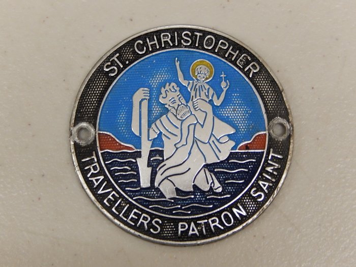 B2.0019 Royale Classic Car Grill Badge BEHOLD SAINT ST CHRISTOPHER