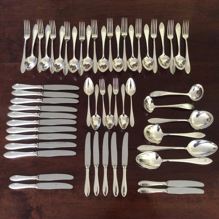 54 pieces silver plated cutlery Nieuwpoort pleet 90 point-filet