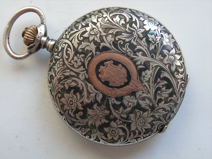 Omega niello silver 800 savonet pocket watch - Men - 1901-1949