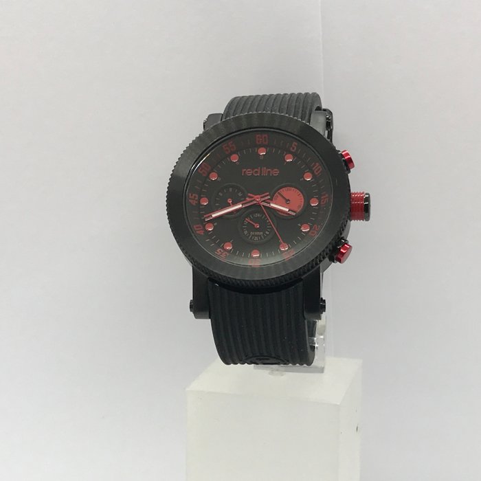 red line - Black PVD Coating Chronograph rubber - - Catawiki
