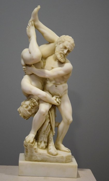 Statue Hercules and Diomedes, reconstituted marble. 20th century