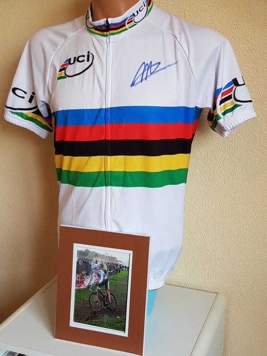 Matthieu van der Poel - World champion Cyclo-cross Elite - hand-autographed jersey and photo + COA
