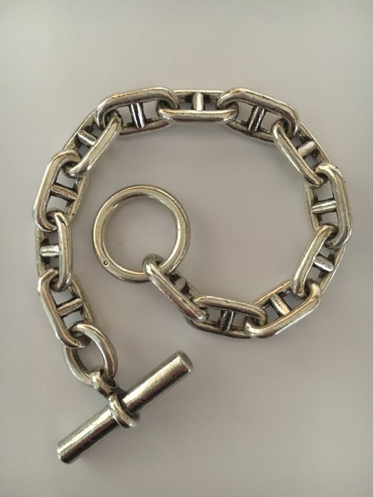 Vintage silver bracelet by Hermès, "Chaîne d'ancre" model - Weight: 70 g, length: 17 cm 