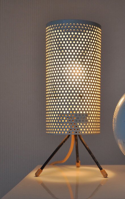 Perforated Vintage Metal, Perforated Steel Table Lamp